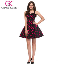 Grace Karin Sweetheart Neckline Flower Pattern Cotton Vintage 50's Dresses CL6093-3#